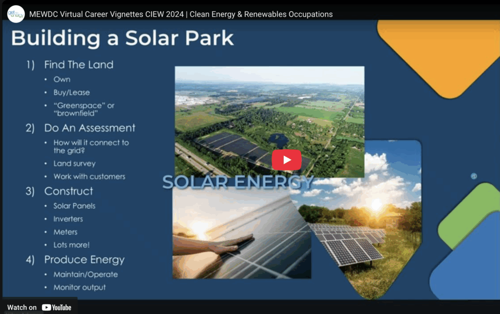 MEWDC Career Vignette: Clean Energy & Renewables Occupations
